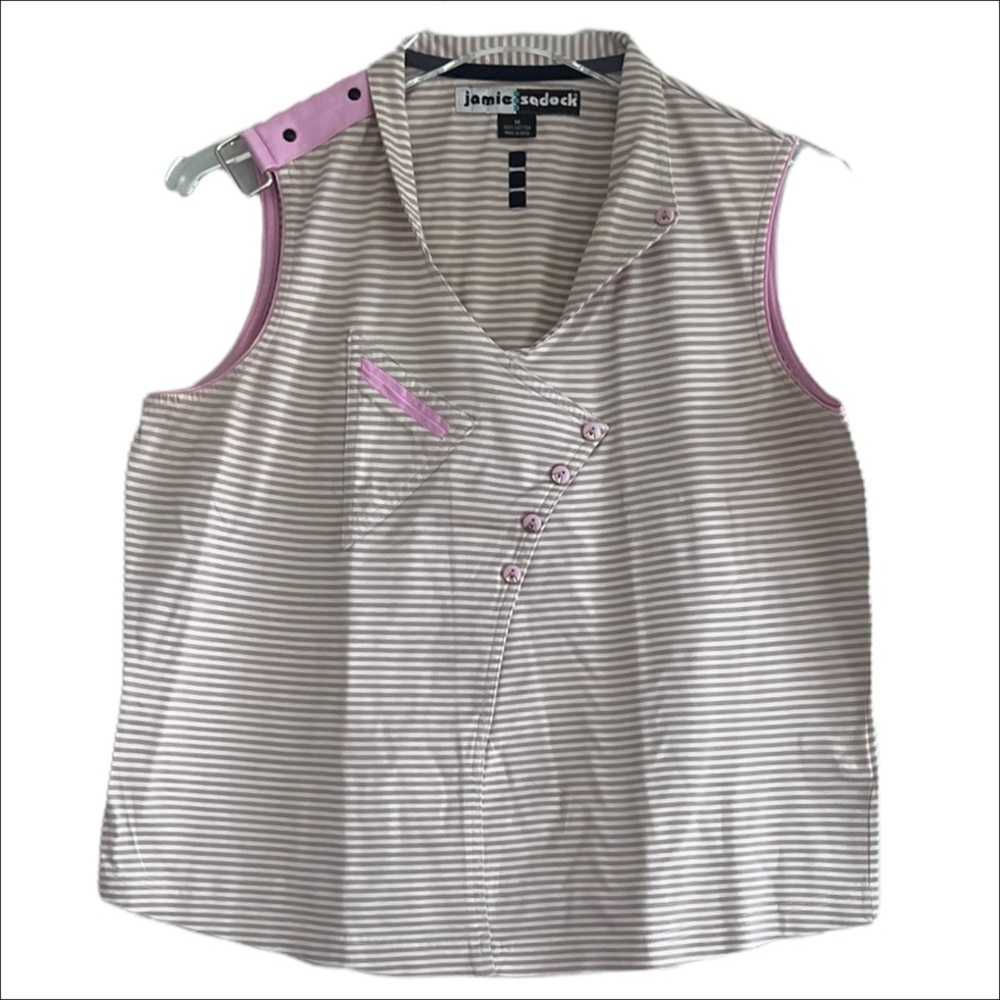 JAMIE SADOCK Striped Sleeveless Pullover Top Size M